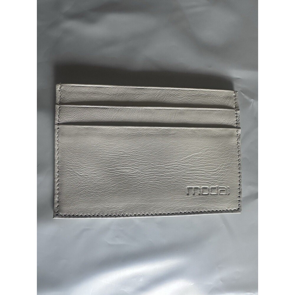 🧡Moda Spana Minimalist Leather Card/Cash Wallet beige off white